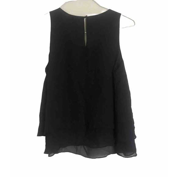 Truth By Republic Top Size XS Sleeveless Semi Sheer Tiered Black Beaded Neckline - Picture 2 of 12